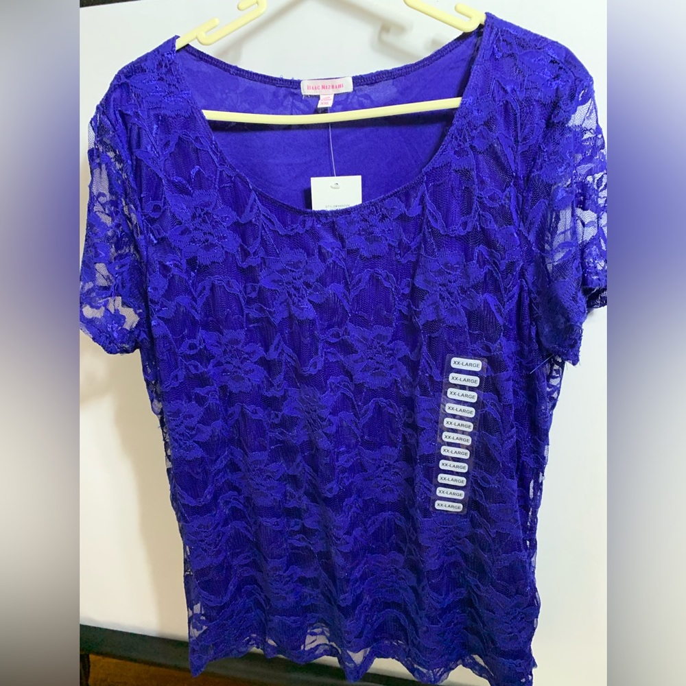 Isaac Mizrahi Royal Blue Lace Top